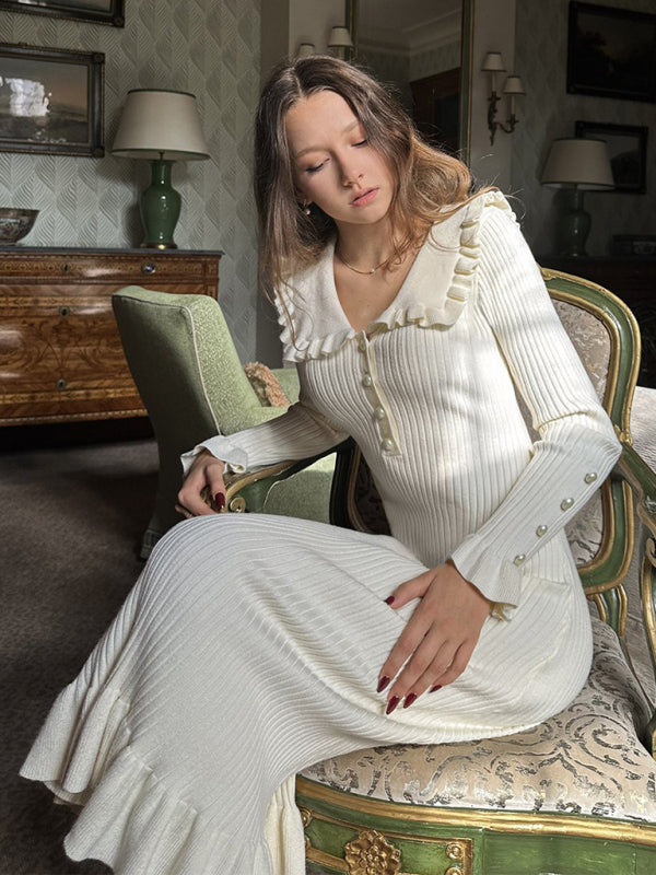 Ruffled Knit Sweater Dress