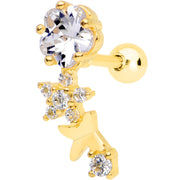 1/4 Clear CZ Gem Gold Tone Anodized Cascade Right Cartilage Earring