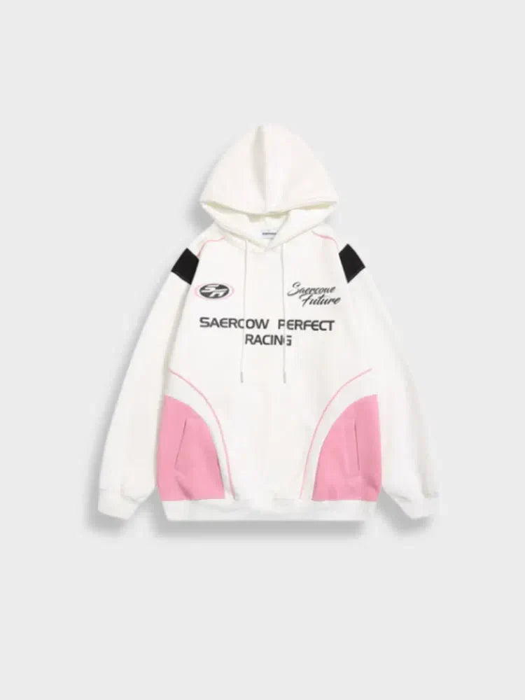 SAEROW RACING HOODIE WITH PINK AND BLACK ACCENTS