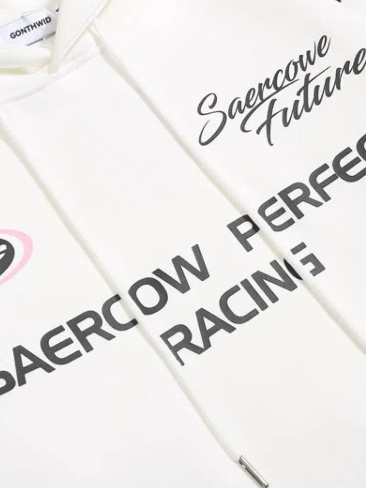 SAEROW RACING HOODIE WITH PINK AND BLACK ACCENTS