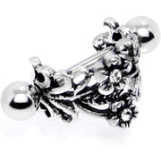 16G 1/2 Clear Gem Double Daisy Flower Cuff Cartilage Earring