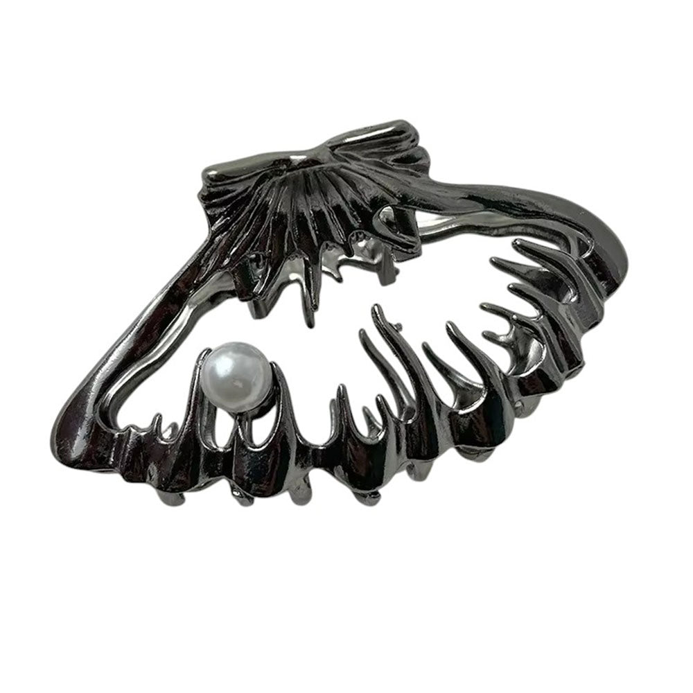SEASHELL HAIR CLIP SILVER PEARL ACCENT