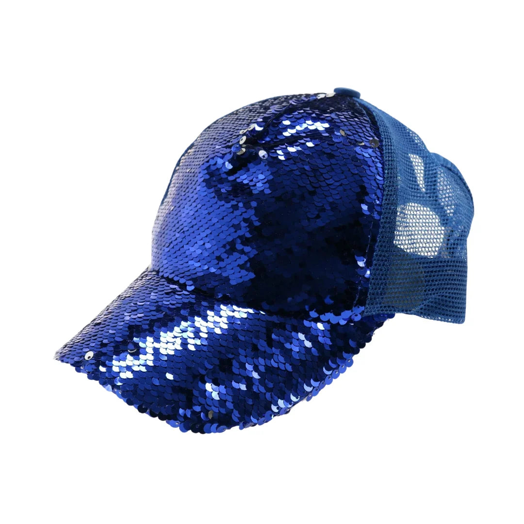 Sequin Mesh Back High Ponytail C.C Ball Cap