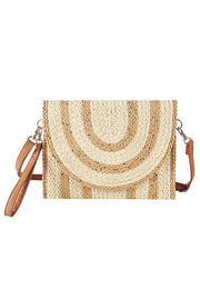 Sequin Mixed Two Tone Straw Clutch Crossbody Bag
