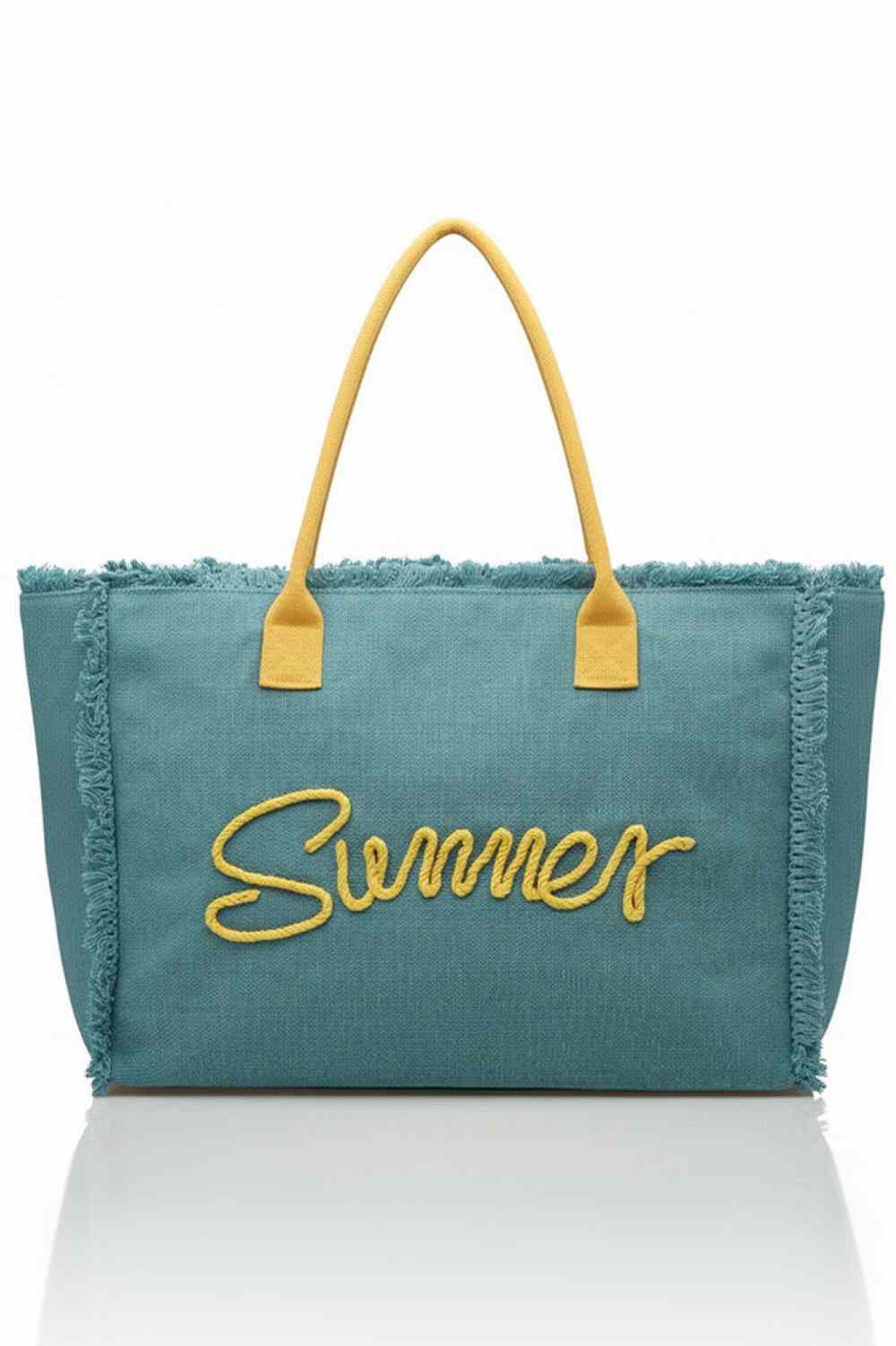 Sewn Rope Summer Letter Fringed Canvas Bag