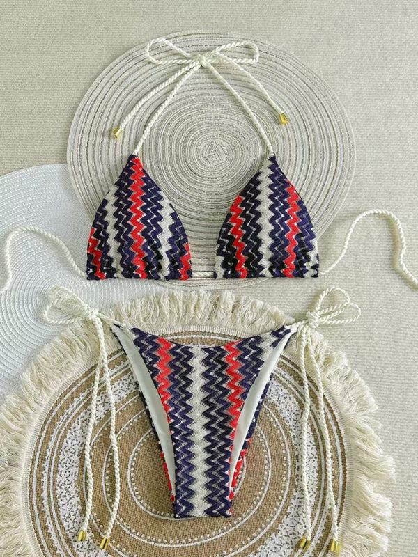 Sexy Knitted String Bikini - Pattern / XS