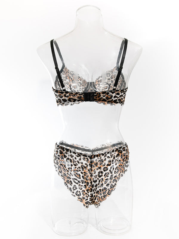 Sexy leopard print thin underwear set