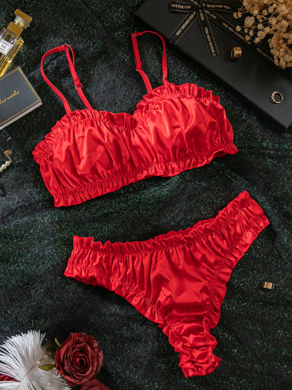 Sexy lingerie set stretch satin multi-colored comfortable home wear