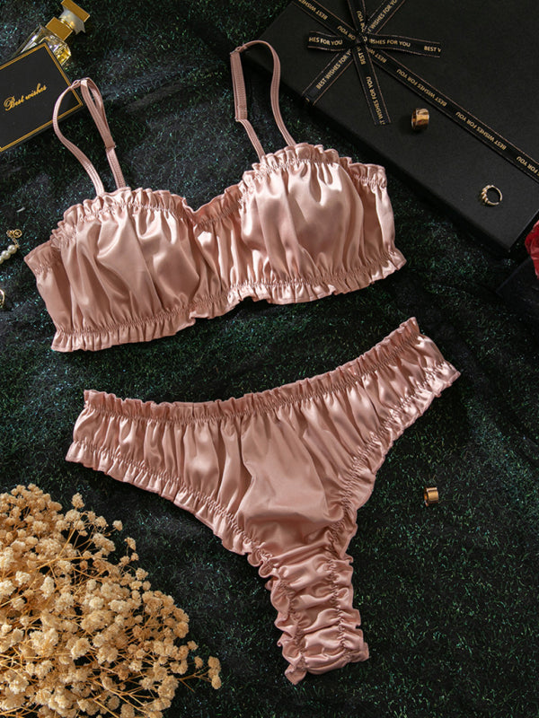 Sexy lingerie set stretch satin multi-colored comfortable home wear