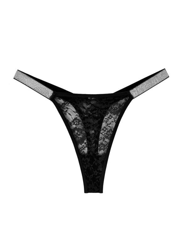 Sexy women’s underwear lace knit quick-drying one-piece see-through thin strap low waist underwear