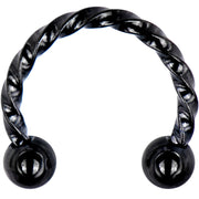 16G 5/16 Black IP Seriously Twisted Horseshoe Circular Barbell