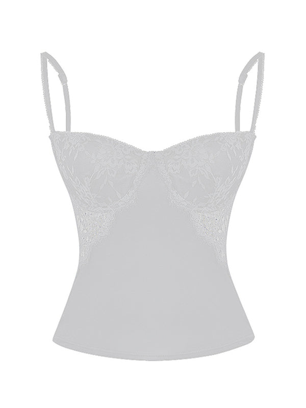 SHEER LACE CAMISOLE TOP WITH SLIM FIT DESIGN