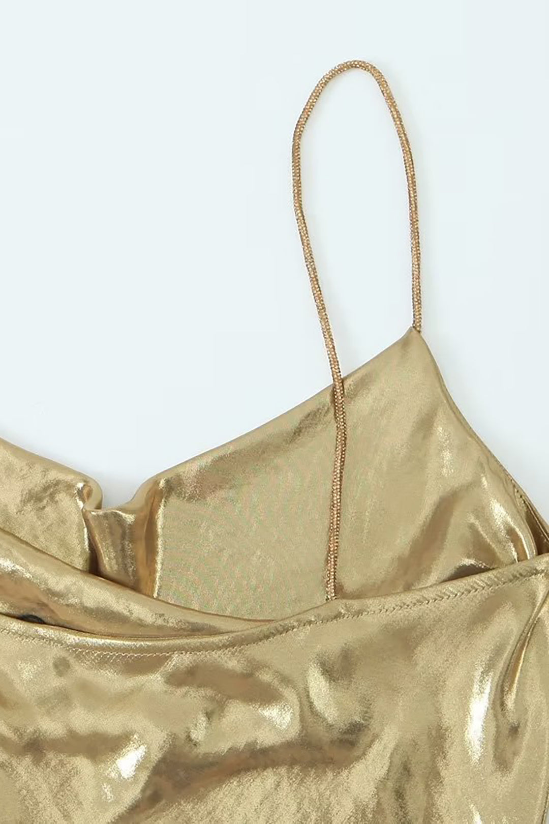 SHINY GOLD SLIP DRESS - ELEGANT SLIP MINI DRESS FOR ANY OCCASION