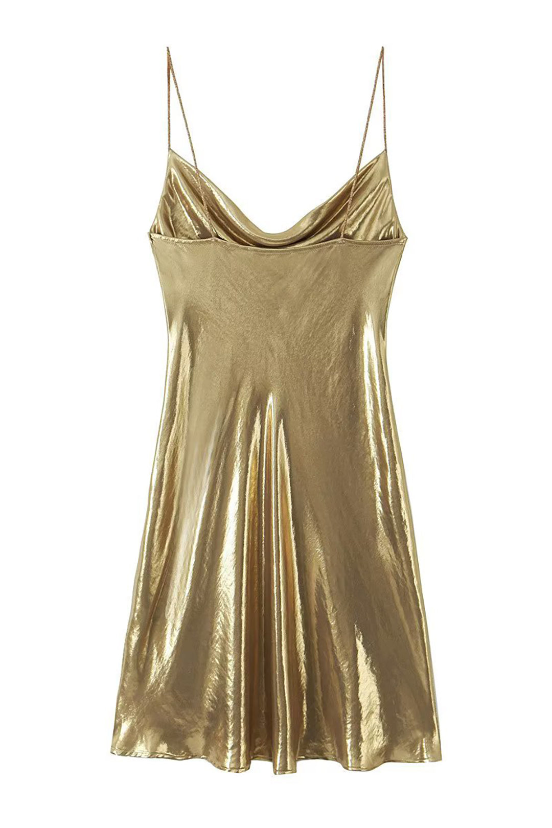 SHINY GOLD SLIP DRESS - ELEGANT SLIP MINI DRESS FOR ANY OCCASION