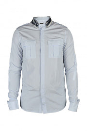 Balmain Men Shirt With Denim Collar