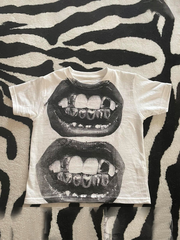 SHORT SLEEVE T-SHIRT WITH TOOTH PRINT - SHORT SLEEVE GROOVY DESIGN