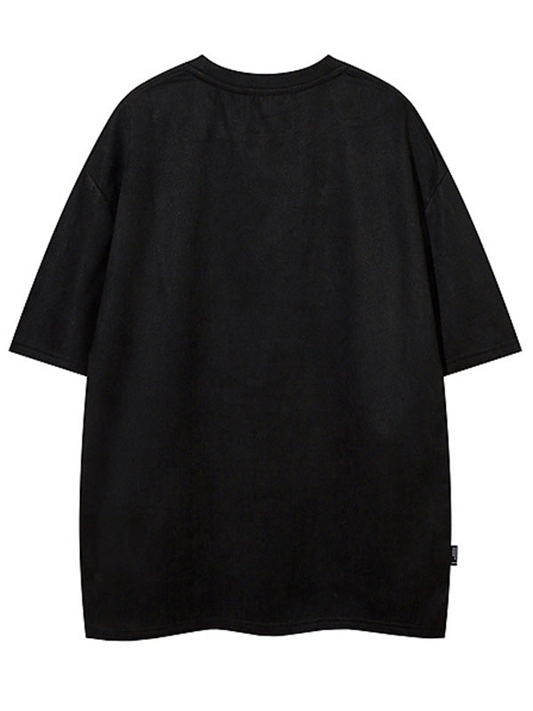 SHORT SLEEVE TEE WITH ABSTRACT SILVER DESIGN - ABSTRACT PRINT COTTON