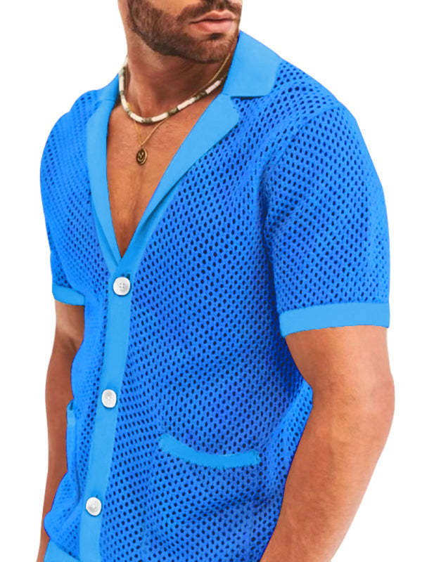 Short-sleeved shorts Knit lapel cardigan Short-sleeved men’s suit