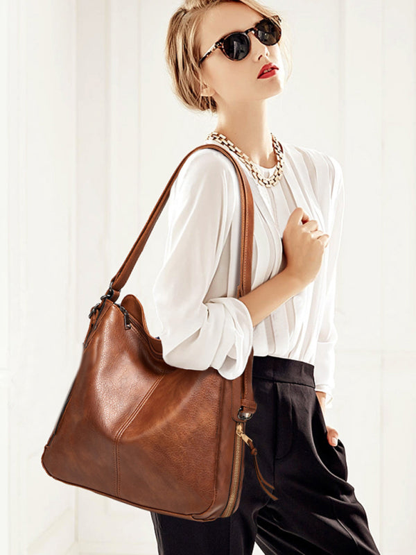 Shoulder Bag Tote Bag Trend Messenger Backpack Bag - Brown / F