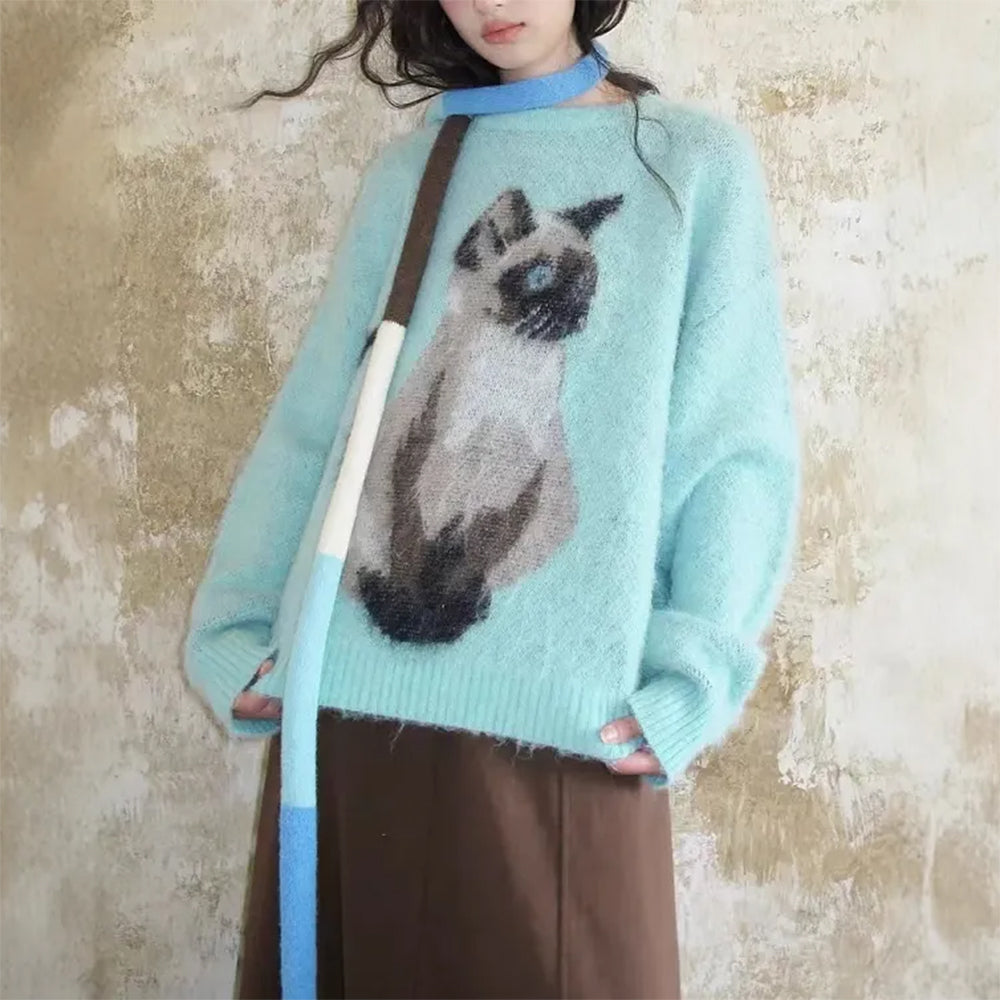 SIAMESE CAT SWEATER FLUFFY SIAMESE COZY KNIT