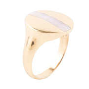 Signet Pink Opal and Bronze Circle Ring