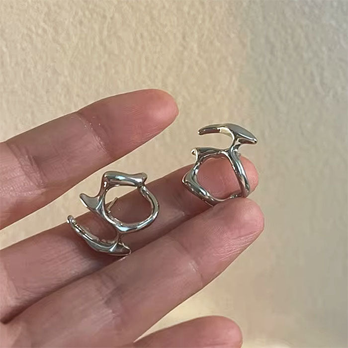 SILVER ABSTRACT EARRINGS ZINC ALLOY GRUNGE AESTHETIC EAR