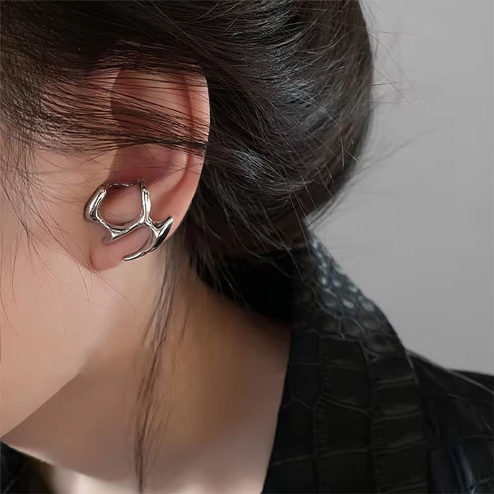 SILVER ABSTRACT EARRINGS ZINC ALLOY GRUNGE AESTHETIC EAR