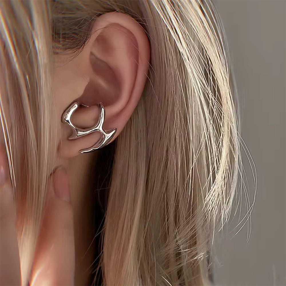 SILVER ABSTRACT EARRINGS ZINC ALLOY GRUNGE AESTHETIC EAR