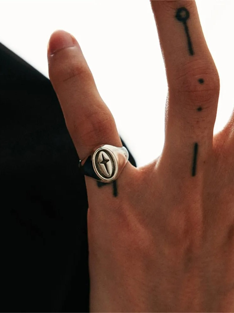 SILVER ADJUSTABLE RING WITH STARBURST DESIGN RESIZABLE VINTAGE