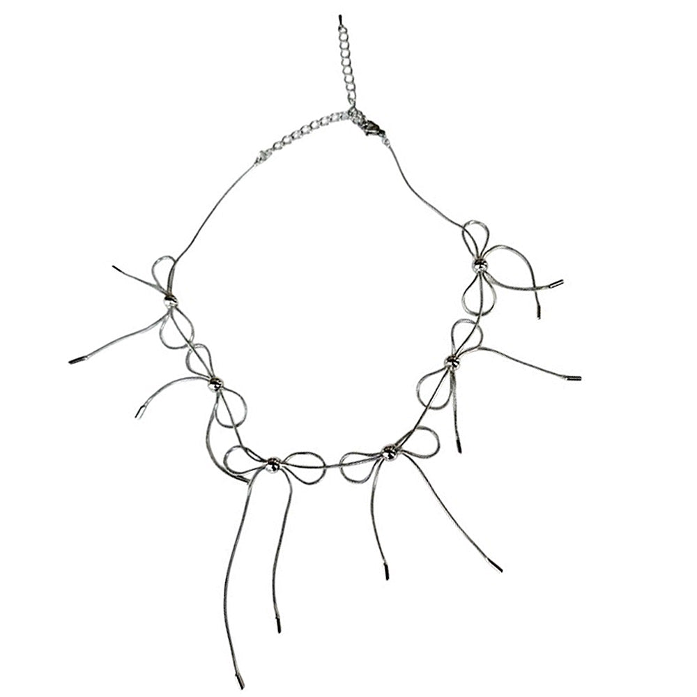 SILVER BOW GARLAND STRING DECORATION
