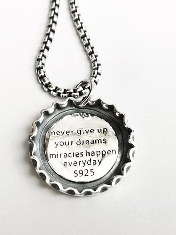 SILVER COCA-COLA BOTTLE CAP PENDANT NECKLACE WITH UNIQUE DESIGN