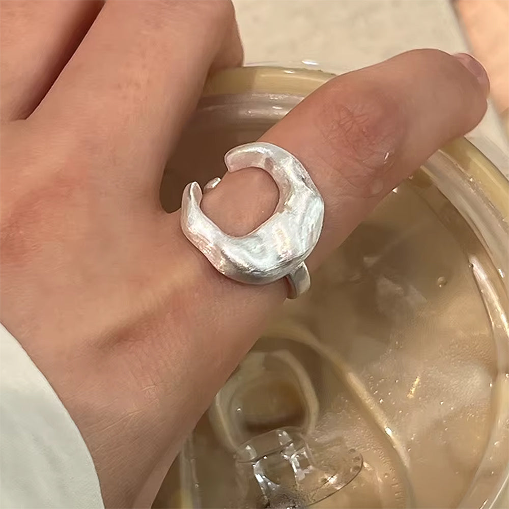 SILVER CRESCENT CHUNKY RING