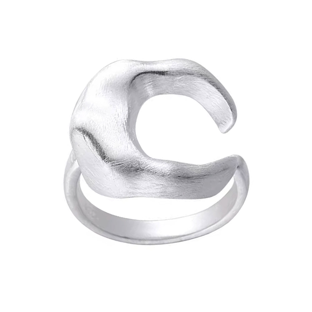 SILVER CRESCENT CHUNKY RING