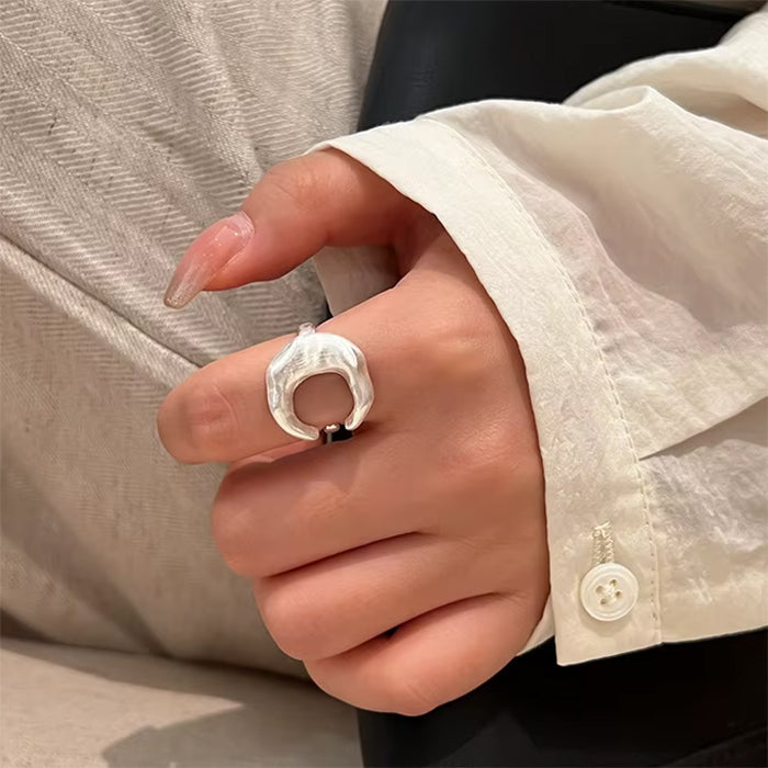 SILVER CRESCENT CHUNKY RING