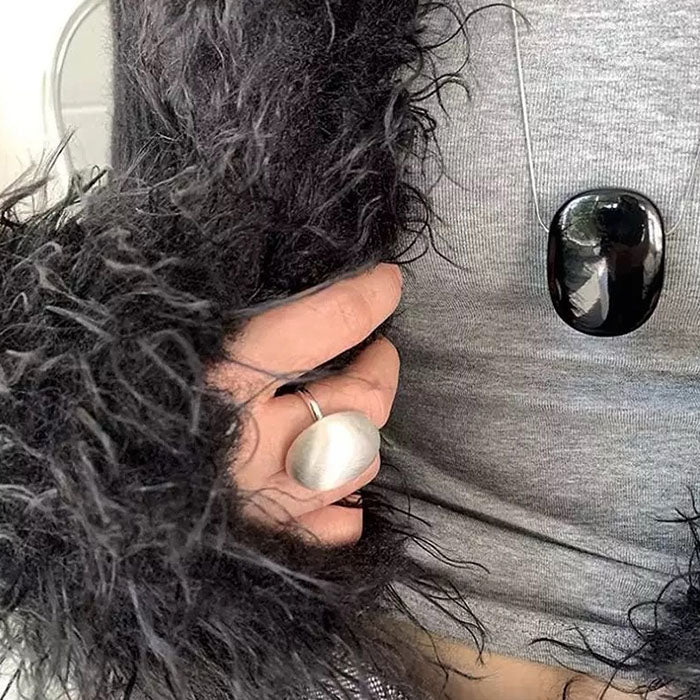 SILVER DOME RING STATEMENT JEWELRY