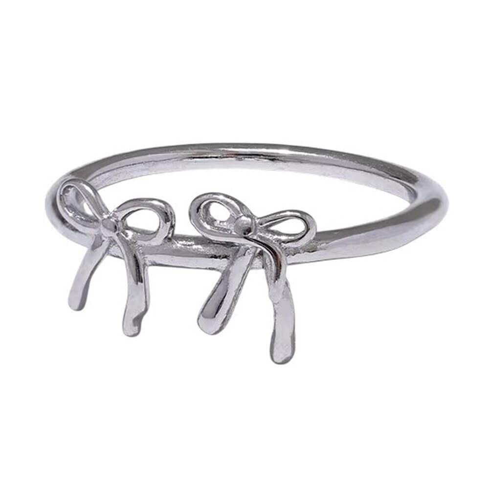 SILVER DOUBLE BOW RING PLAYFUL ELEGANCE JEWELRY COLLECTION