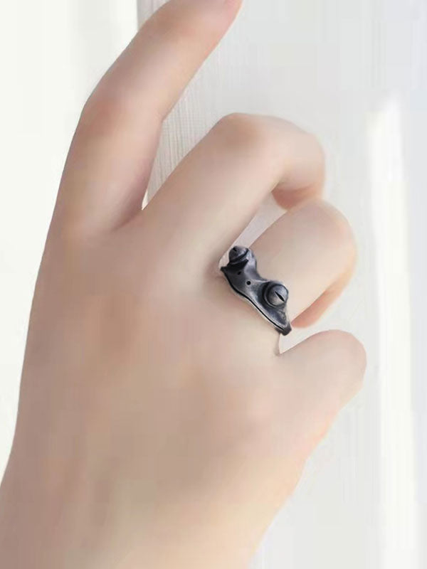 SILVER FROG RING VINTAGE SILVER PATTERN BANGLE RING