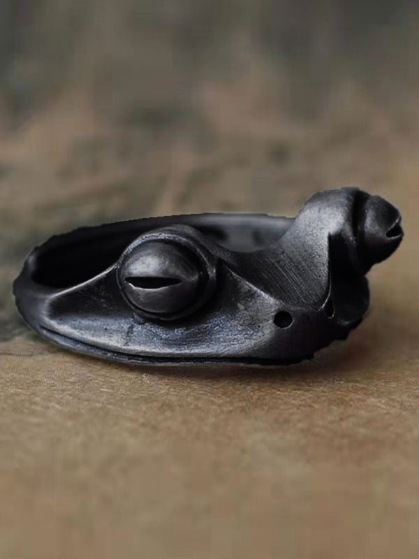 SILVER FROG RING VINTAGE SILVER PATTERN BANGLE RING