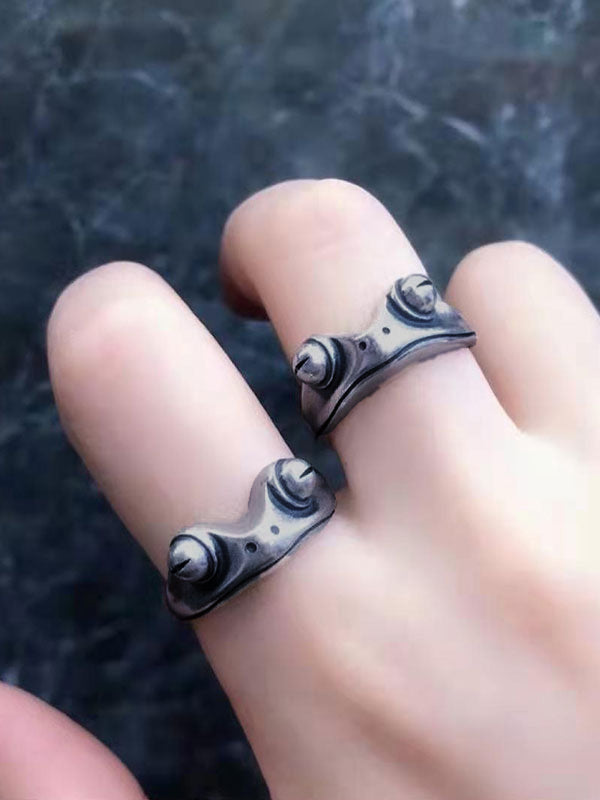 SILVER FROG RING VINTAGE SILVER PATTERN BANGLE RING