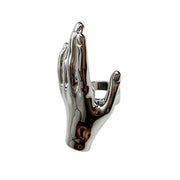 SILVER HAND RING ZINC ALLOY HAND SHAPED RING