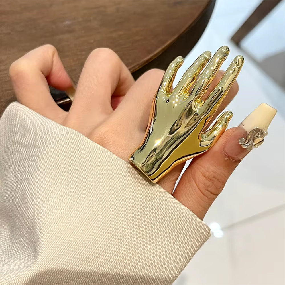 SILVER HAND RING ZINC ALLOY HAND SHAPED RING