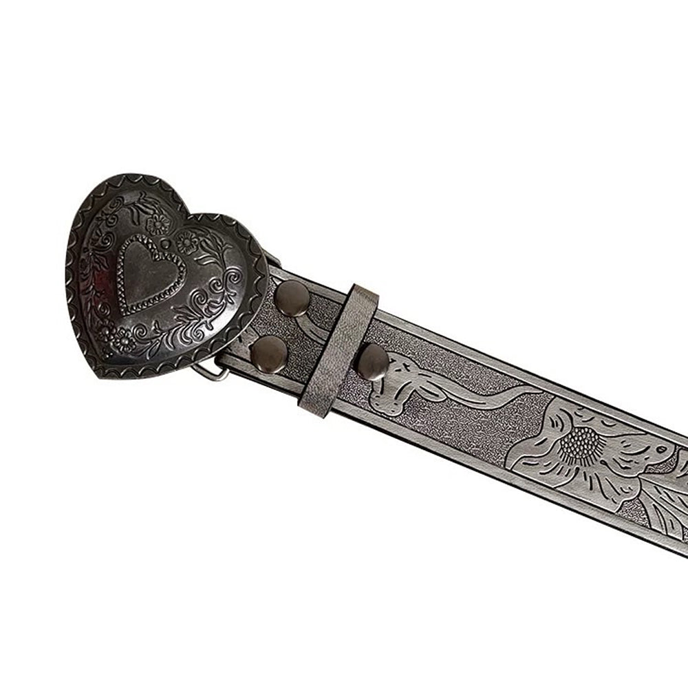 SILVER HEART BUCKLE BELT ACCESSORY