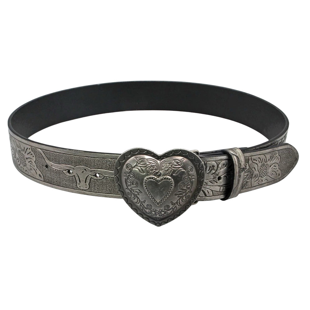 SILVER HEART BUCKLE BELT ACCESSORY
