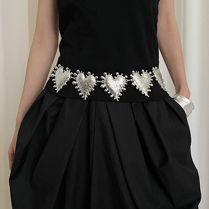 SILVER HEART CHAIN BELT: ELEGANT HEART CHAIN