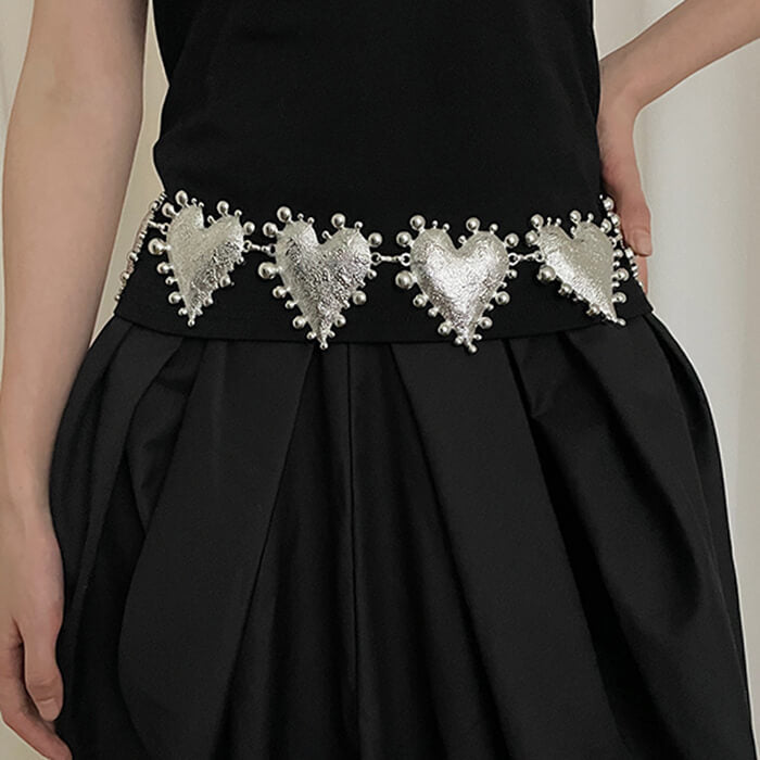 SILVER HEART CHAIN BELT: ELEGANT HEART CHAIN