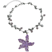 SILVER NECKLACE LILAC FLOWER PENDANT CHOKER