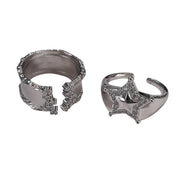 SILVER RING SET: BOLD STAR AND TEXTURED BROKEN-EDGE RING