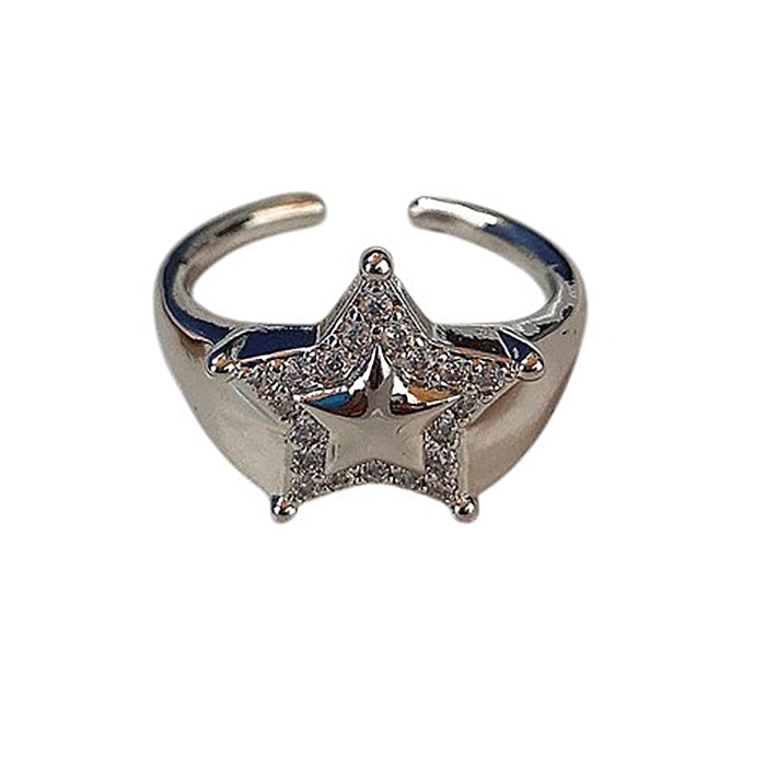 SILVER RING SET: BOLD STAR AND TEXTURED BROKEN-EDGE RING