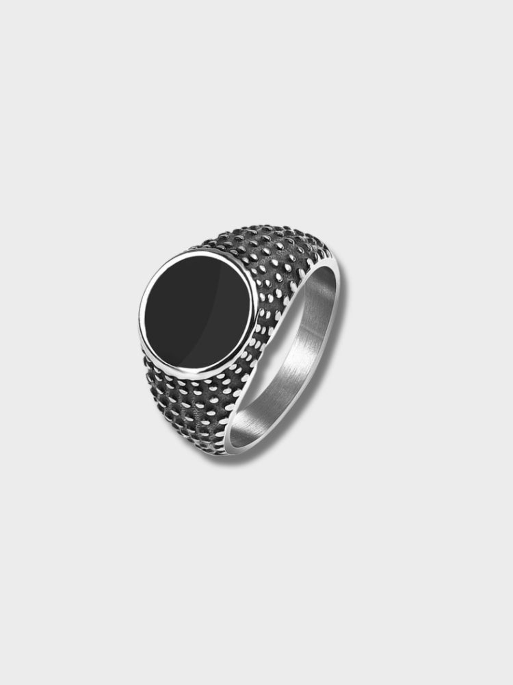 SILVER RING WITH BLACK SQUARE STONE - ELEGANT JEWELRY ACCESSORY