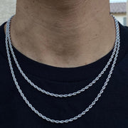 SILVER ROPE CHAIN SET - DURABLE STAINLESS STEEL, TWO PIECES